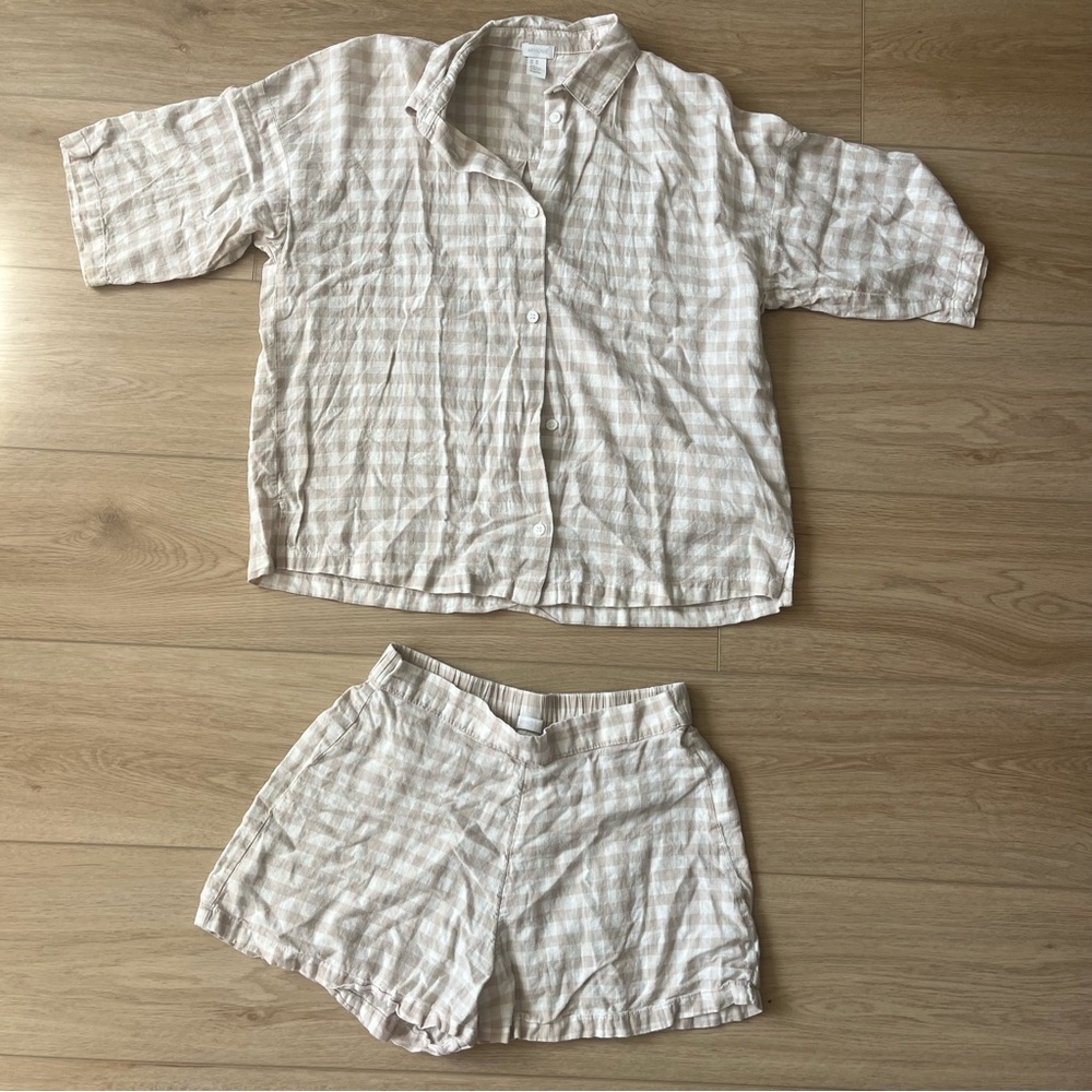 H&M Pajamas Set in Cream Plaid